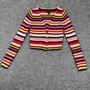 Forever 21 Colorful Cropped Long Sleeve Knit Cardigan Women's Small